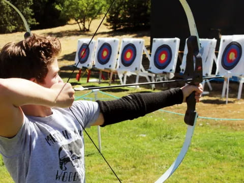 a person shooting a bow