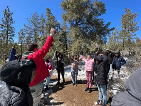 a group of people outside