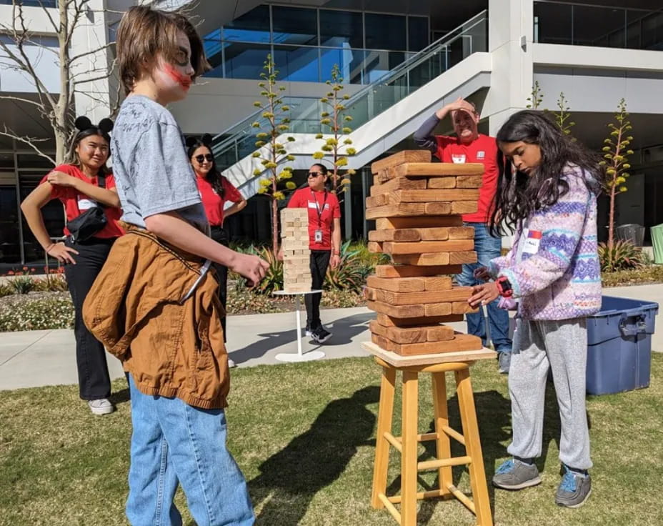 a group of people playing a game