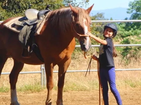 a person standing next to a horse