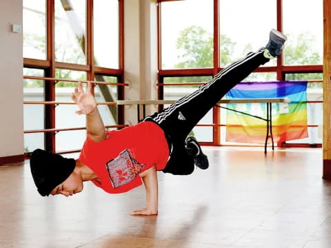 a person doing a handstand