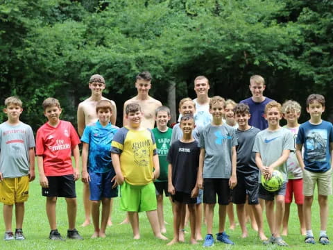 a group of boys posing for a photo