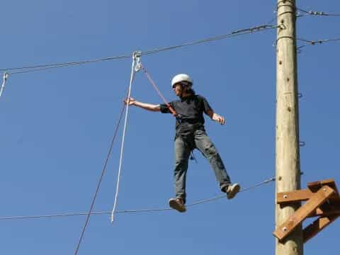 a person on a pole