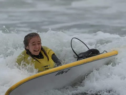 a person in a yellow kayak