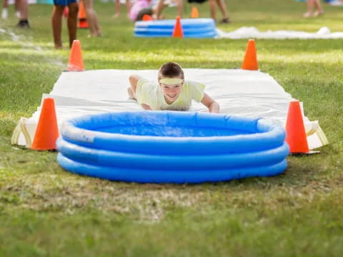 a person in a pool