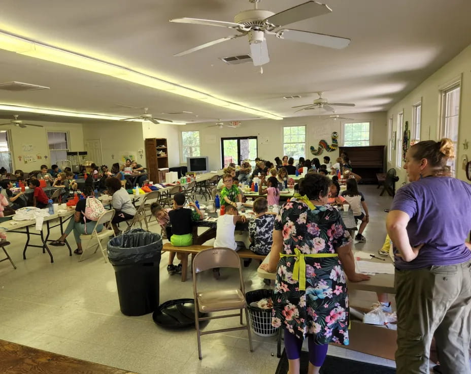 a group of people in a room