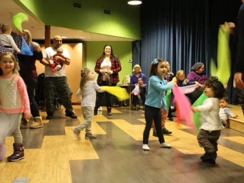 a group of children dancing