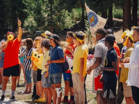 a group of people standing together