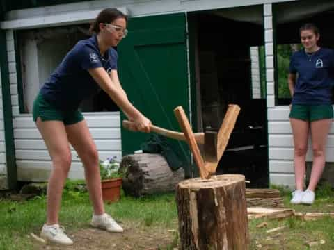 a person holding a stick