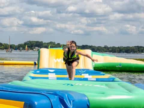 a woman on a raft