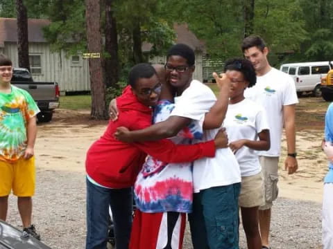 a group of people standing together