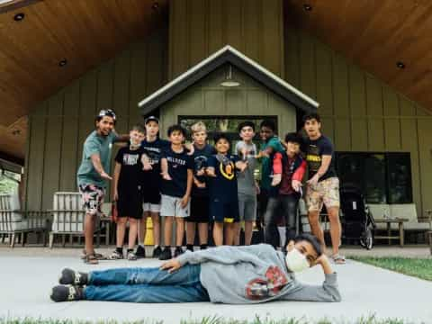 a group of people posing for a photo