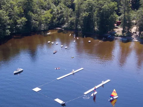 a group of people on a lake