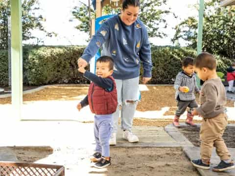 a group of children playing outside