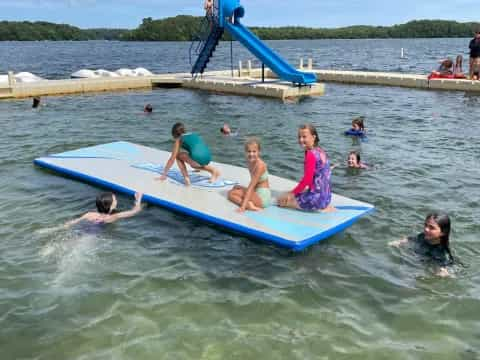 a group of people in a pool