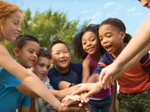 a group of children smiling