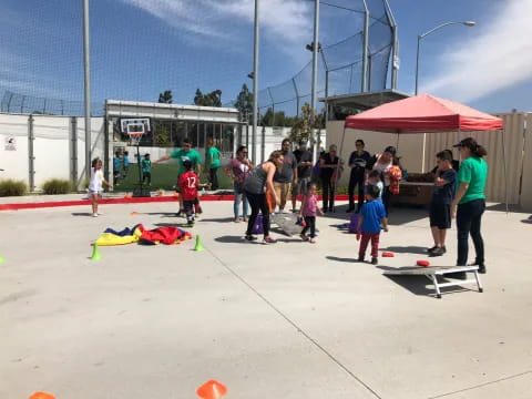 a group of people at a park