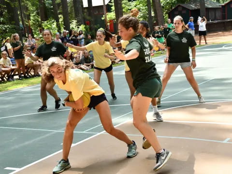 a group of people running on a track