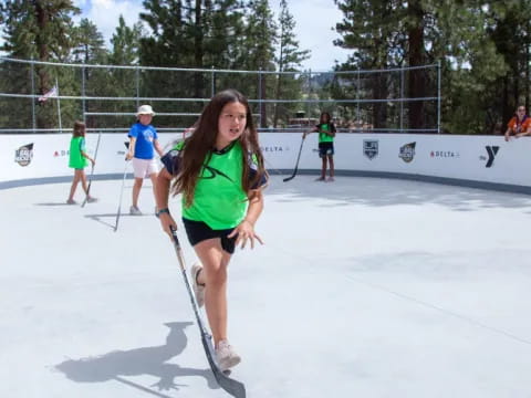 a person holding a hockey stick