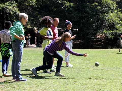 a group of people playing a game