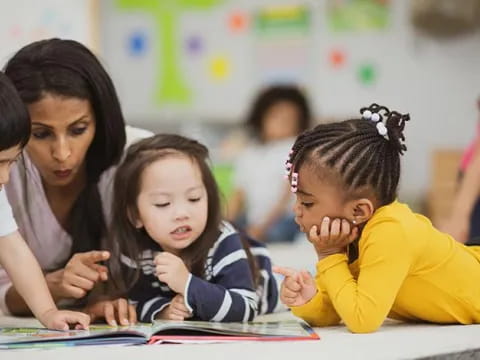 a group of children in a classroom