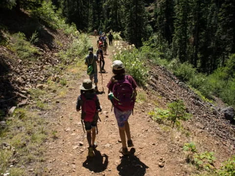 a group of people hiking