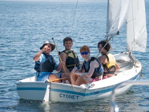 a group of people on a boat