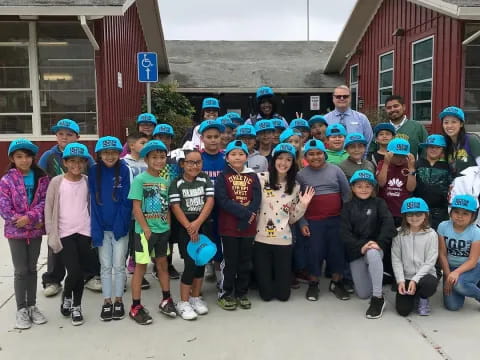 a group of people wearing helmets