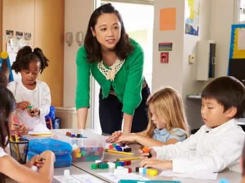 a teacher teaching her students