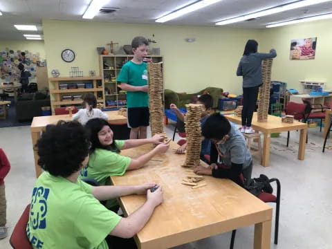 a group of people in a classroom