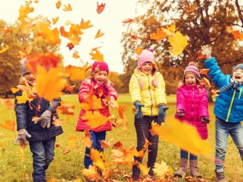 a group of children in winter clothes