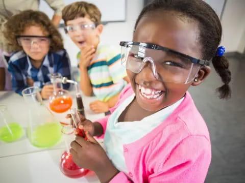 a group of children in a lab