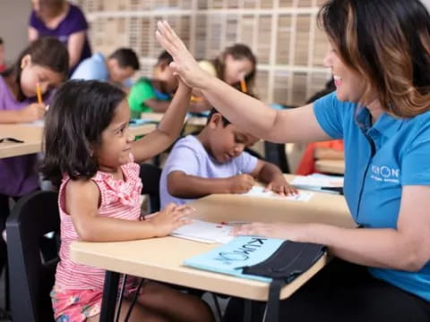 a teacher teaching her students