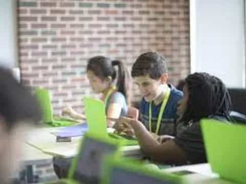 a group of students studying