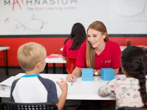 a teacher teaching her students