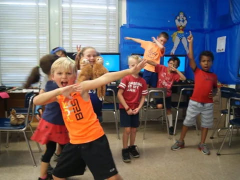 a group of kids in a room