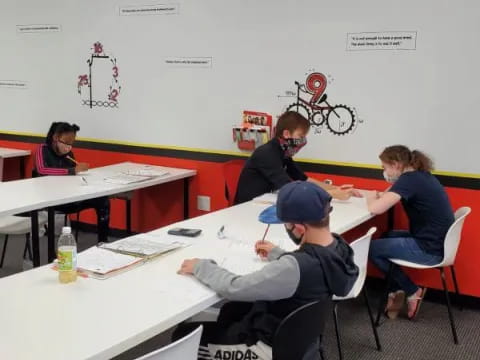 a group of people sitting at a table