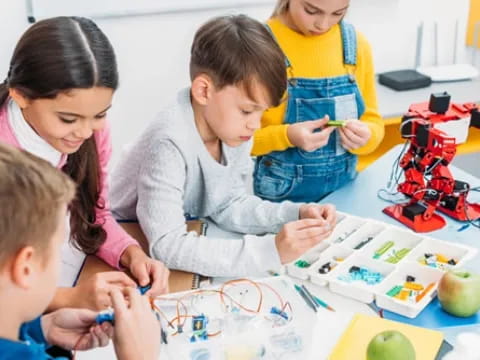 a group of children playing with toys