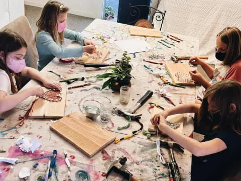a group of women painting