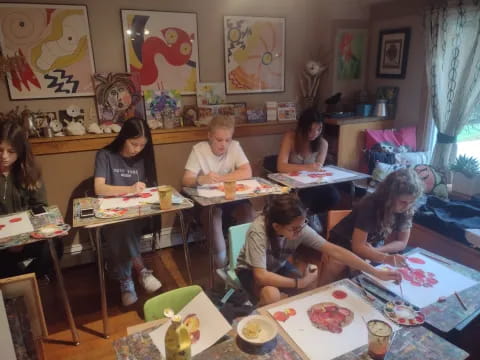 a group of people eating at a table