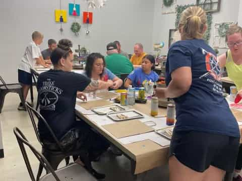 a group of people sitting at a table