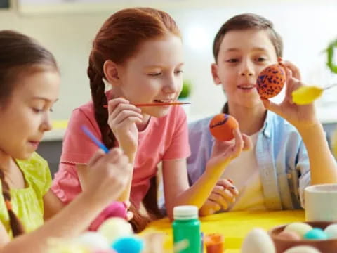 a group of children eating
