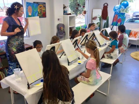 a group of children in a classroom