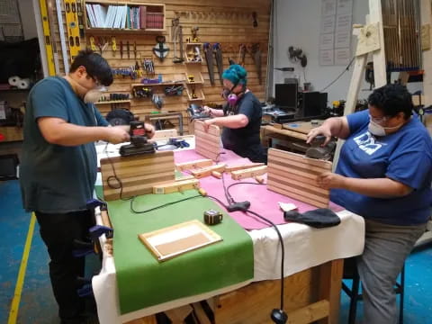 a group of people working on a project