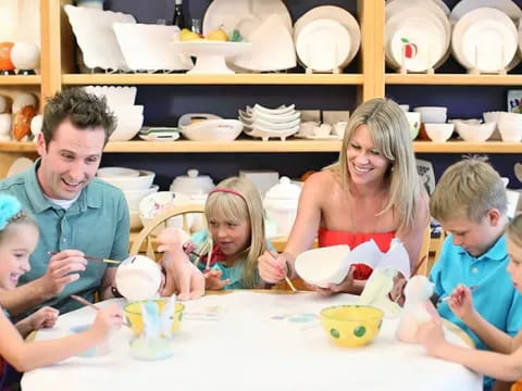 a family eating at a table