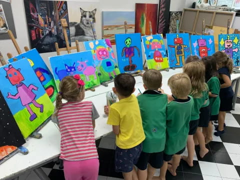 a group of children in a classroom