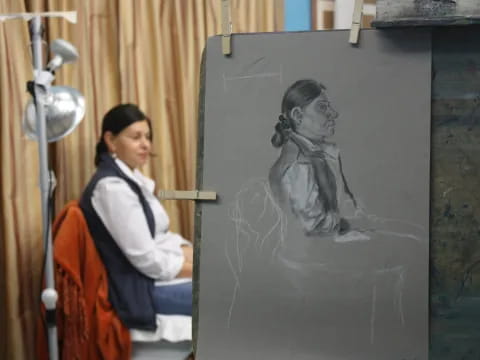 a person painting a picture