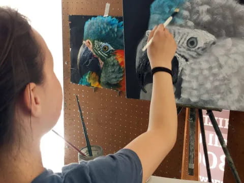 a person painting a picture