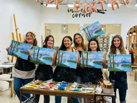 a group of women holding books