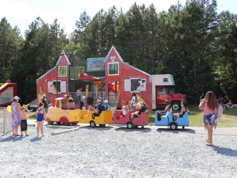 a group of people at a playground